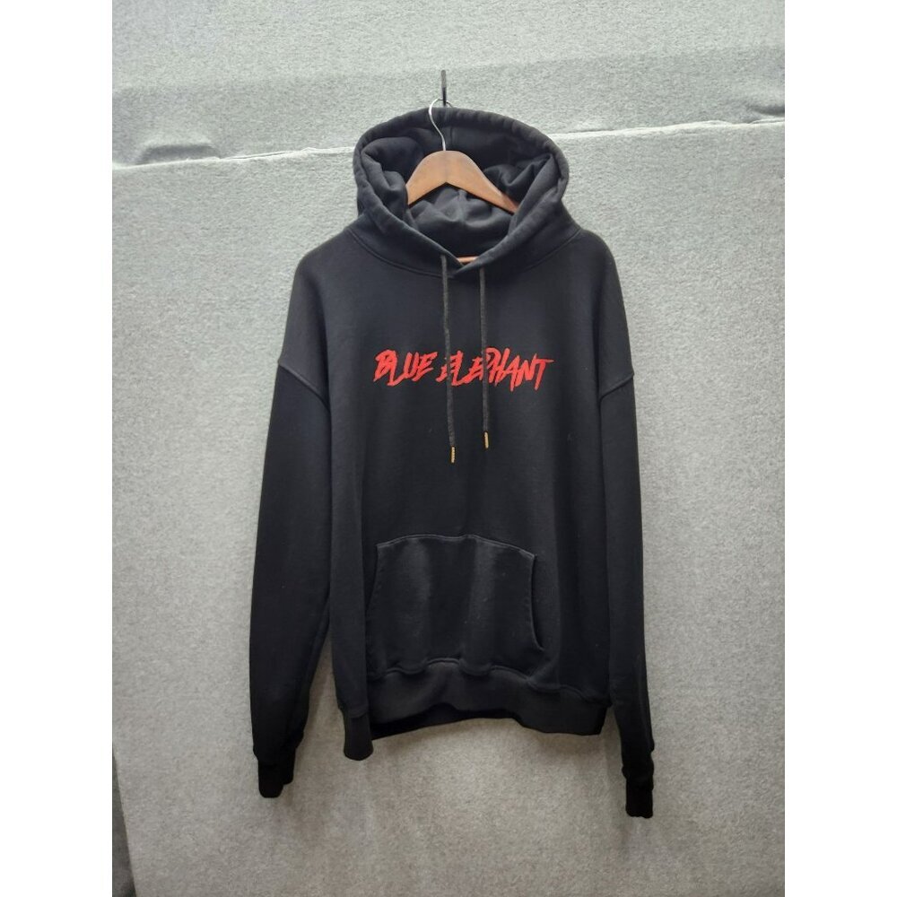 Blue Elephant Black Hoodie 2XL For Animals Only Red Print Cotton Blend